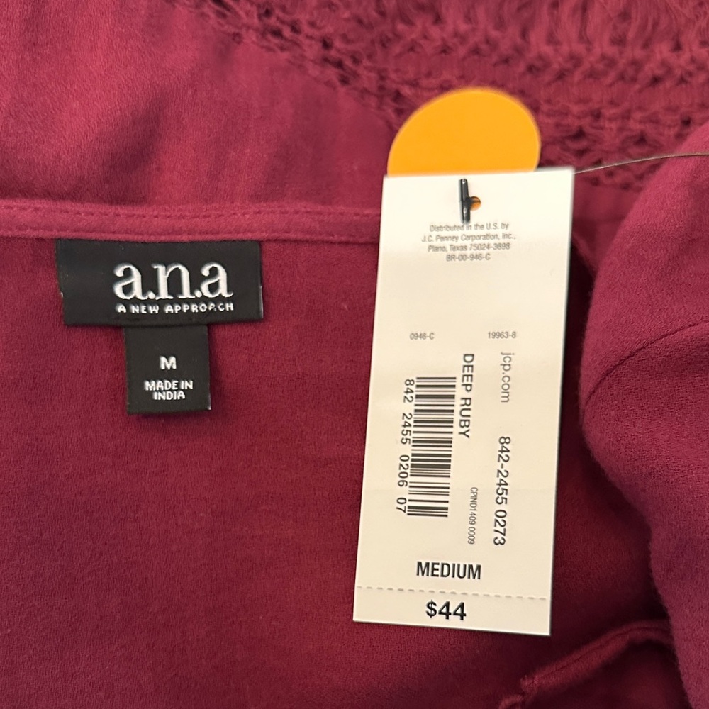a.n.a Burgundy Blouse with Tassel and Lace Accents - Picture 8 of 9